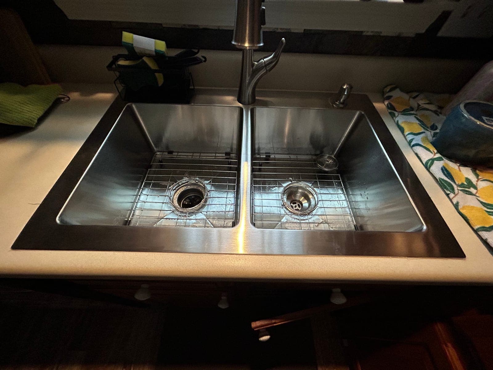 Finished kitchen sink and faucet installation
